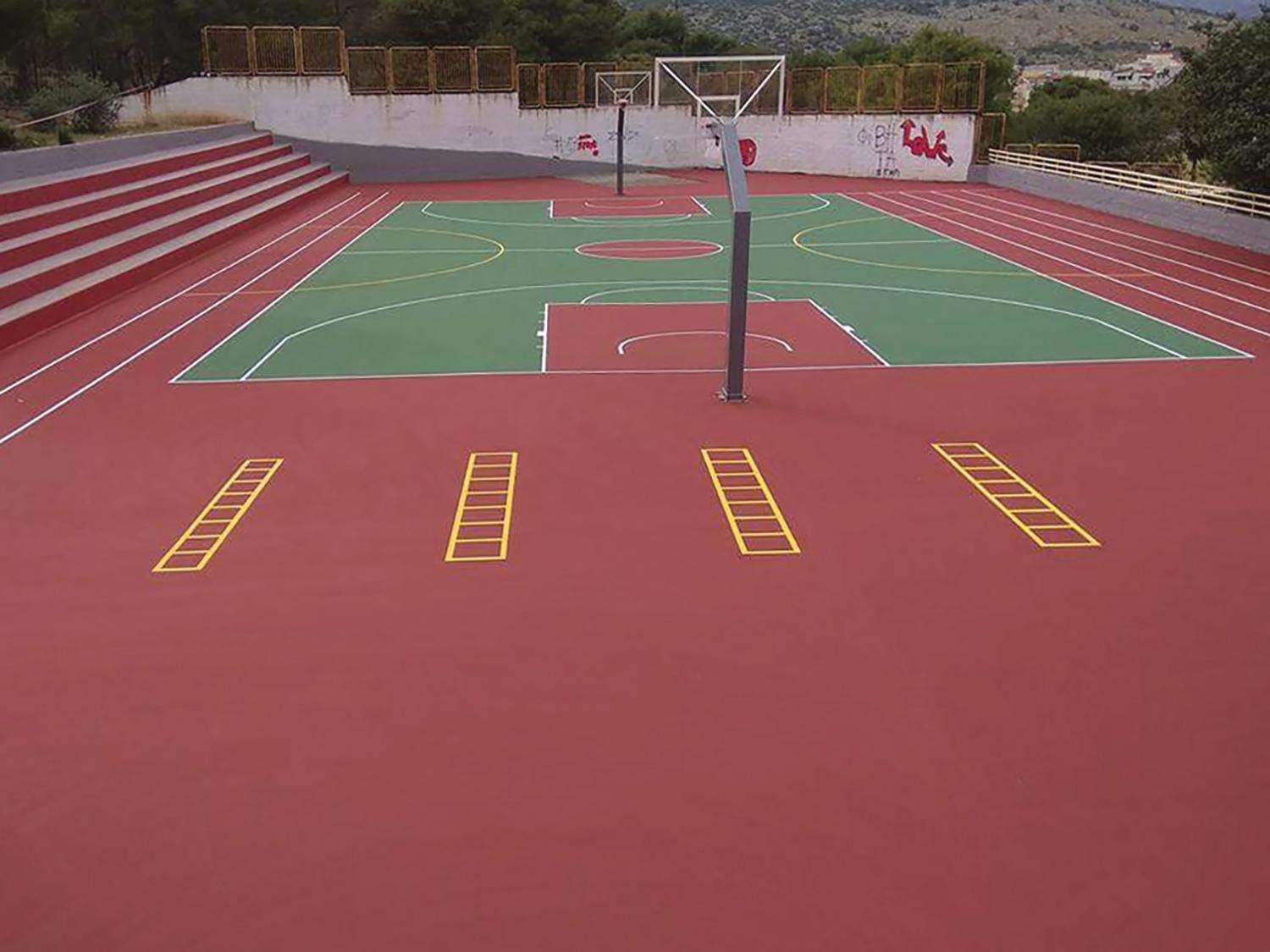 basketball court in the courtyard