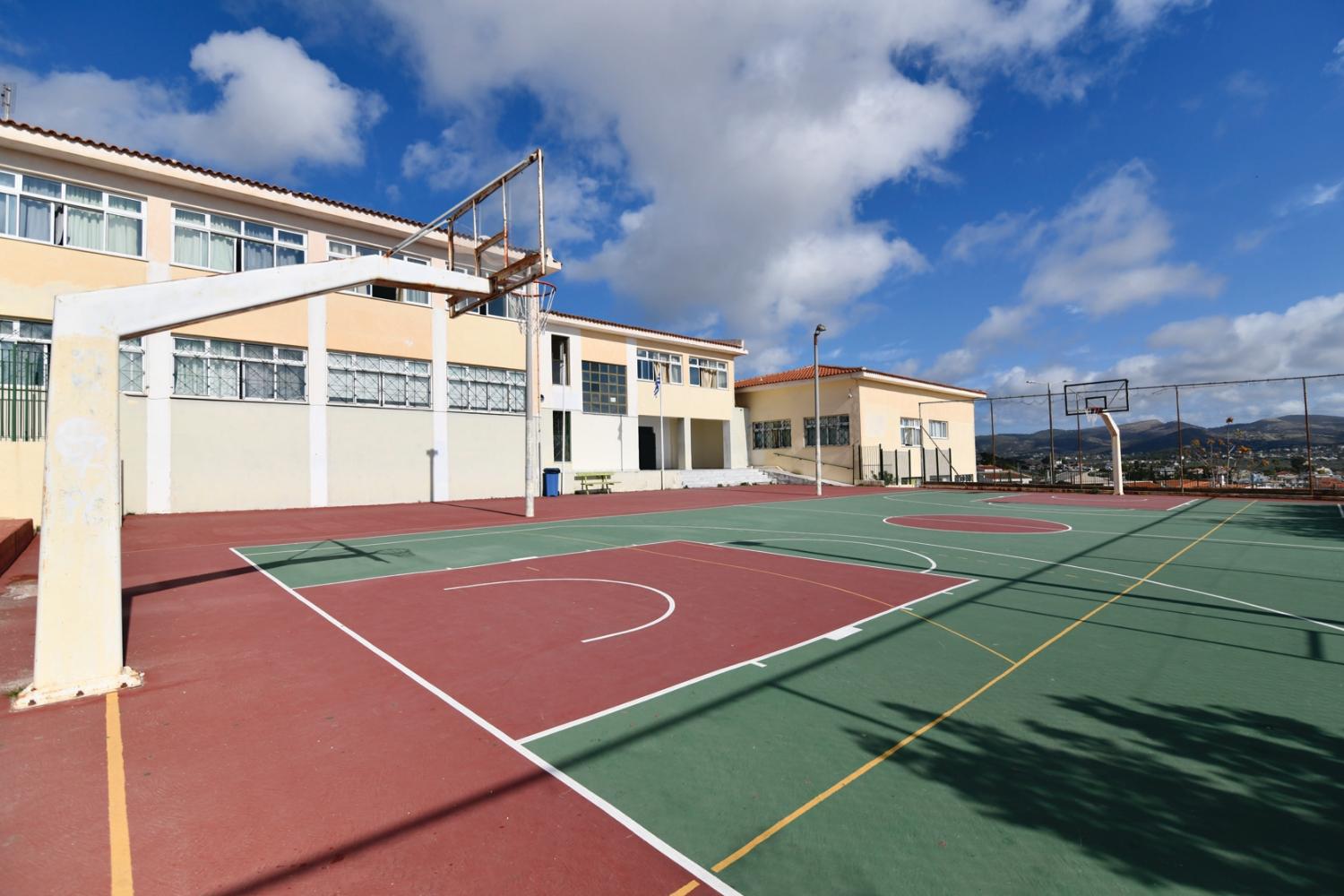 Basketball court in the courtyard