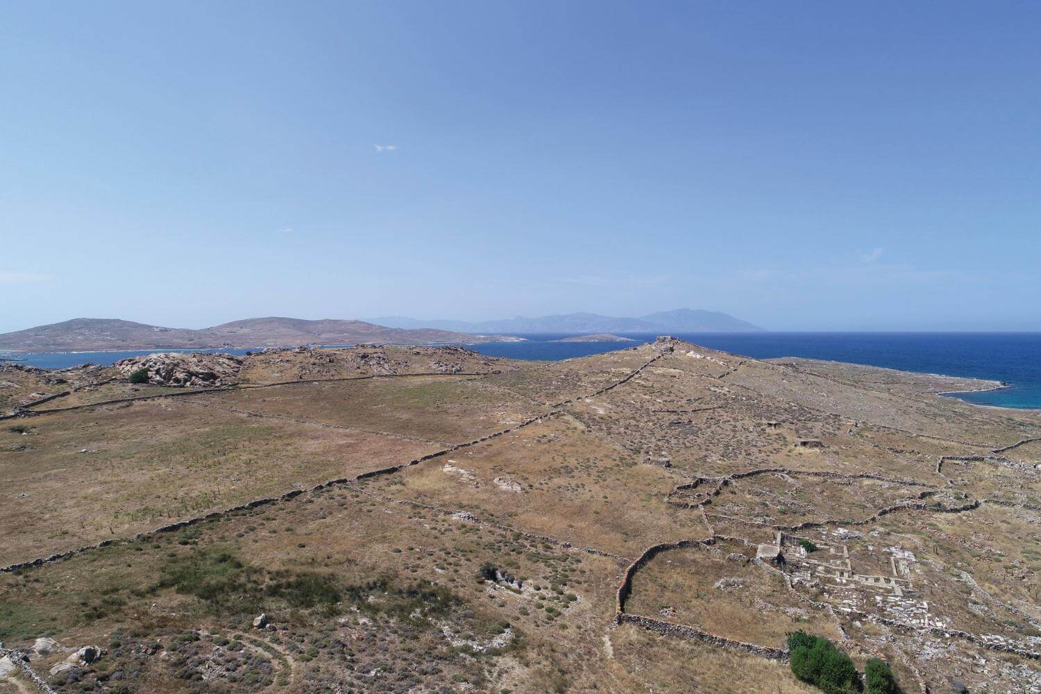 View of the Delian necropolis (right) and the arable lands in southern Rheneia.